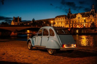2-hour Private Night Ride in a Citroën 2CV in Paris - Montmartre after dark: Place du Tertre, Moulin de la Galette, and movie Paris
