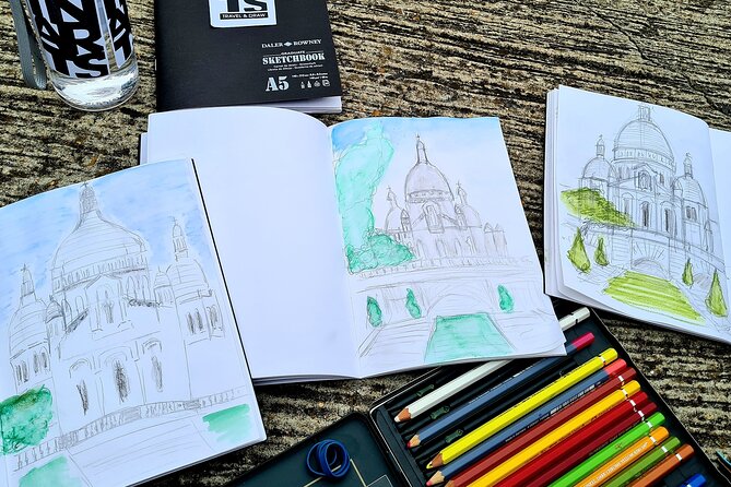 Drawing workshop / creative notebook during an unusual walk in Montmartre - Stop 2 on Rue Lepic and the Moulins de Montmartre story