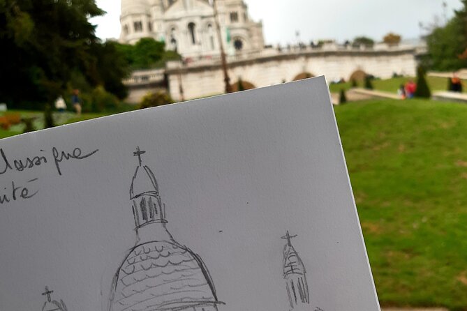 Drawing workshop / creative notebook during an unusual walk in Montmartre - Place des Abbesses metro drawing: a small detail with big meaning
