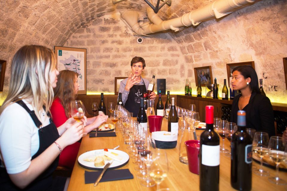 Paris: The Ultimate Wine and Cheese Tasting in English - English wine and cheese in the cellar at Les Caves du Louvre